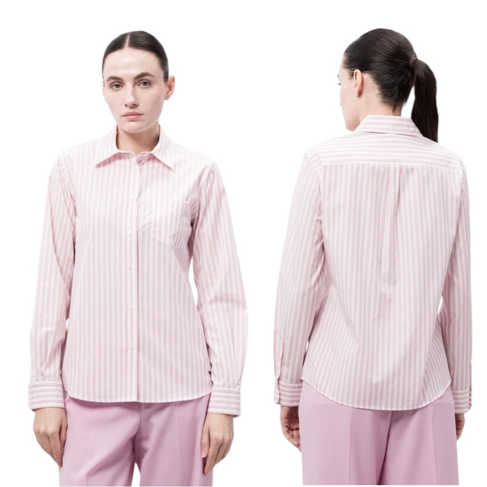 Weekend Max Mara Button-Up Shirt Women Pink White Stripes Size 16 NWT - Picture 3 of 9